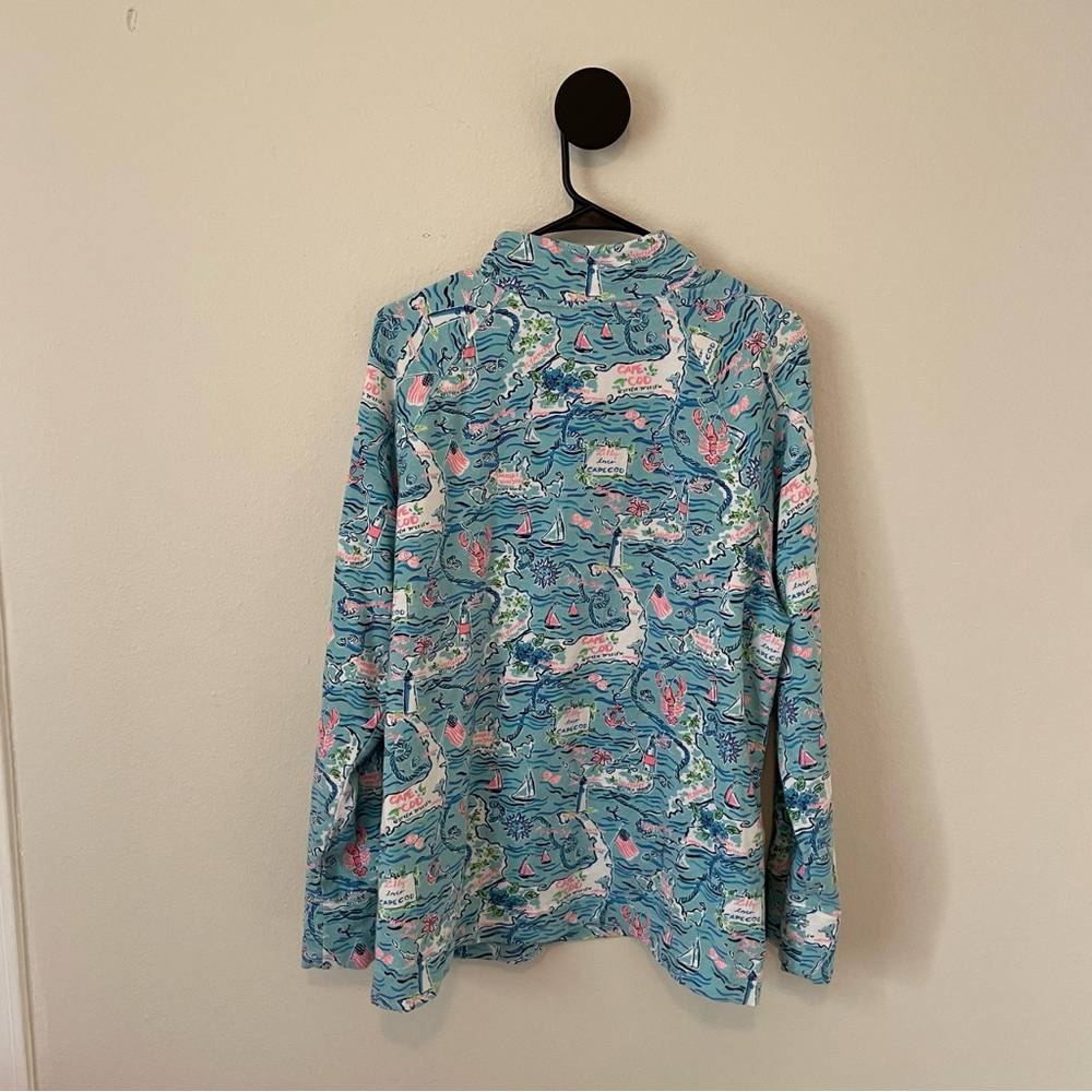 Lilly Pulitzer Skipper Popover XXL UPF 50+ Bali Blue Cape Cod Print - Picture 10 of 15